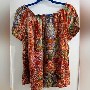 Ralph Lauren Orange-Green Silk Top